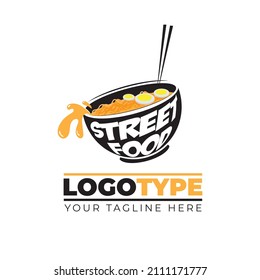 Street food logo vector, with a shape like a noodle bowl