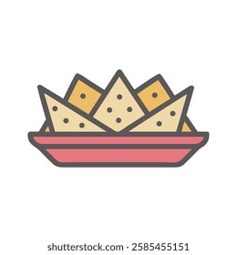 Street food nachos with cheese and jalapenos illustration