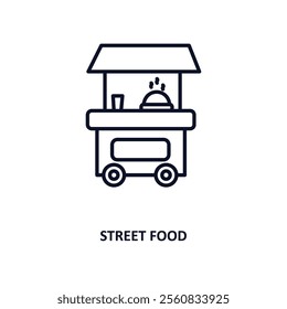 street food outline icon.  Thin line icon from fast food collection. Editable vector isolated on white background