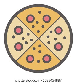 Street food pepperoni pizza with cheese illustration