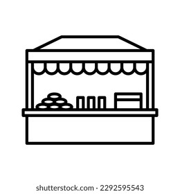 Street food retail icon. Food kiosk, market stall. Mobile cafe, trade cart. Vector illustration.