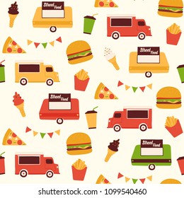 Street food seamless pattern background - street food surface pattern design
