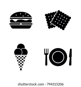 Street Food. Simple Related Vector Icons Set for Video, Mobile Apps, Web Sites, Print Projects and Your Design. Black Flat Illustration on White Background.