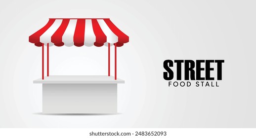 street food stall vector illustration on white isolated