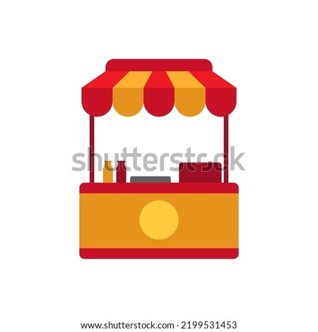 Street food stall vector illustration in flat style isolated on white background. Food stall icon