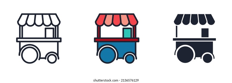 Street Food Stand Icon Symbol Template For Graphic And Web Design Collection Logo Vector Illustration