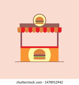 Street food stand vector illustration on isolated background. Burger stand vector illustration