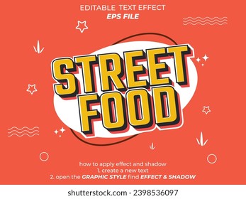 street food  text effect, font editable, typography, 3d text. vector template