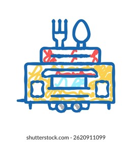 street food trailer doodle icon sketch vector. street food trailer sign. isolated symbol illustration