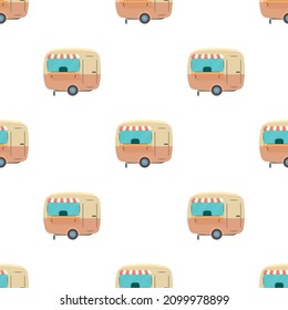 Street food trailer pattern seamless background texture repeat wallpaper geometric vector