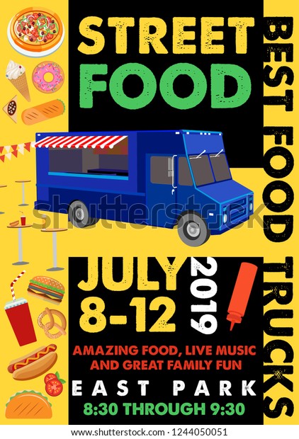Street\
Food Truck Flyer Template. Vector\
Illustration.