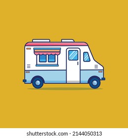 Street Food truck, Ice cream truck, Ice cream van illustration