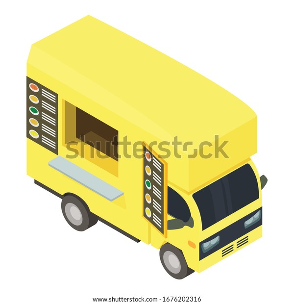 Street food truck\
icon. Isometric of street food truck vector icon for web design\
isolated on white\
background