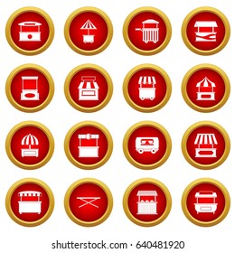 Street food truck icon red circle set isolated on white background