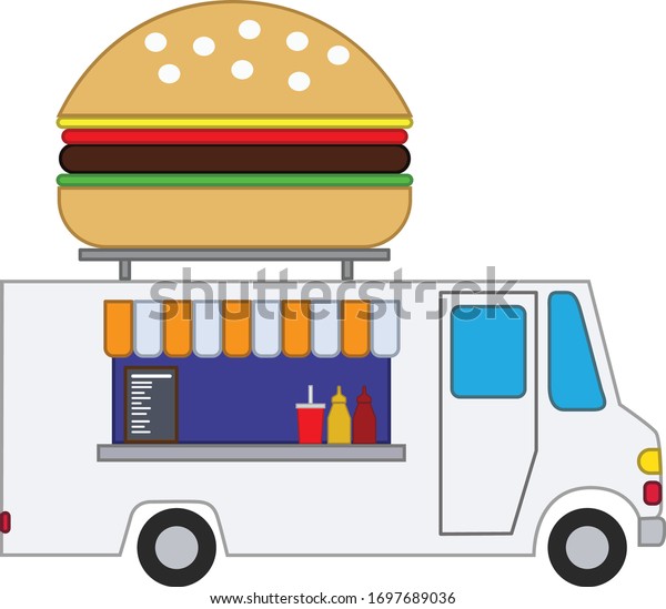 Street food truck icon for web design isolated\
on white background