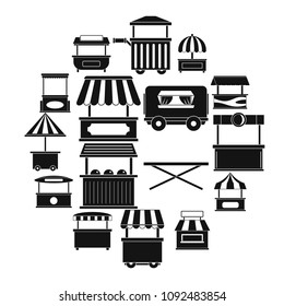 Street food truck icons set. Simple illustration of 16 street food truck vector icons for web