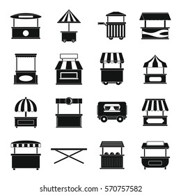 Street food truck icons set. Simple illustration of 16 street food truck vector icons for web