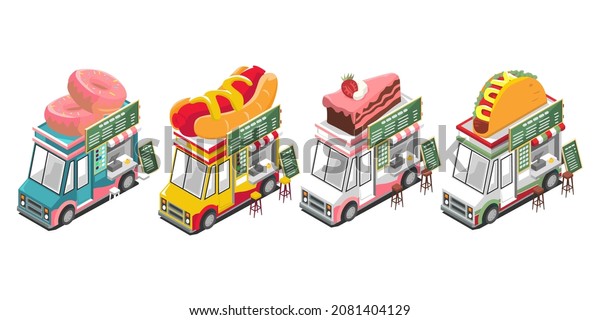 street
food truck isometric vector illustration
design