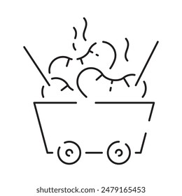 Street food truck line icon. Trade van. Mobile cafe car. Transport to cook and sell meals. Vector illustration