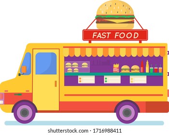 Street food truck set vector illustration. Cartoon flat van selling Chinese streetfood or pizza kebab in market, ice cream, coffee cocktail drink, vegan fastfood trucking icons isolated on white