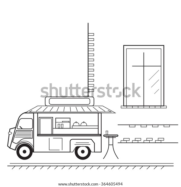  Street\
food, food truck, vector\
illustration.