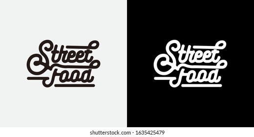 Street Food Typography Logo Design Premium Vector