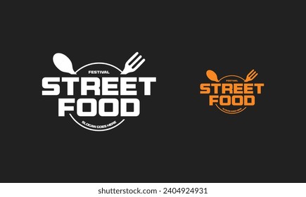 Street food typography logo tamplete. street food festival for restaurant cafe illustration design.