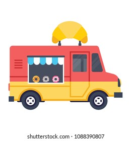 Pink Food Truck Hidetailed Solid Flat Stock Vector (Royalty Free ...