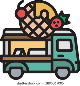 Street food van. Fast food delivery. Flat design vector illustration isolated on white background