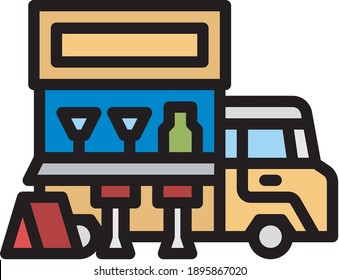 Street food van. Fast food delivery. Flat design vector illustration isolated on white background
