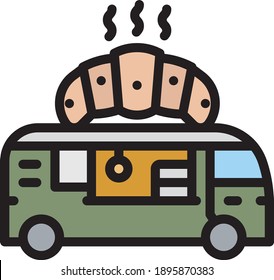 Street food van. Fast food delivery. Flat design vector illustration isolated on white background