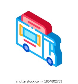 street food van on wheels icon vector. isometric street food van on wheels sign. color isolated symbol illustration