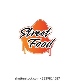 Street Food Vector Lettering. Handwritten graffiti words 'Streed Food'. Black freehand letters on sauce stain. EPS10 vector illustration.