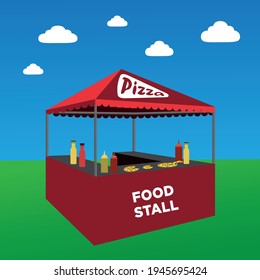 Street Food Vendor Booth Isometric 3D Icon Vector Design