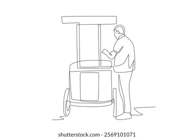 Street food vendors concept one-line drawing