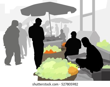 Street Fruit Seller - Vector