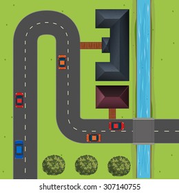 Street full of cars illustration