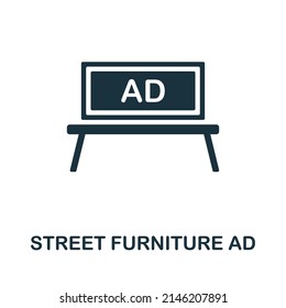 Street Furniture Ad Flat Icon. Colored Element Sign From Outdoor Advertising Collection. Flat Street Furniture Ad Icon Sign For Web Design, Infographics And More.