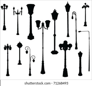 street and garden lamps vector