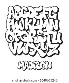 Street Graffiti Font, handwritten Typography vector illustration.