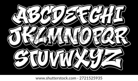 Street graffiti style alphabet. Vector alphabet on a black background.