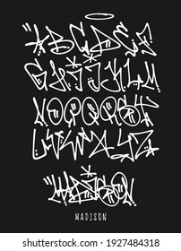 Street Graffiti Tag Font, handwritten Typography vector illustration.