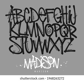 Street Graffiti Tag Font, handwritten Typography vector illustration.