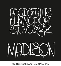 Street Graffiti Tag Font, handwritten Typography vector illustration