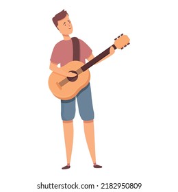 Street guitar musician icon cartoon vector. Music people. Man band