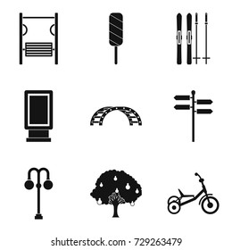 Street gym icons set. Simple set of 9 street gym vector icons for web isolated on white background