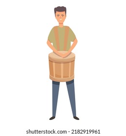 Street hand drummer icon cartoon vector. Musician people. Concert song