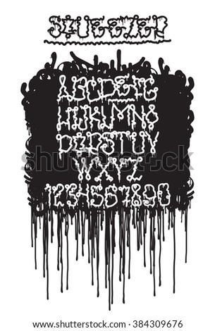 Street handwritten graffiti squeezer splash alphabet, font vector image