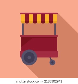 Street hot dog icon flat vector. Cart food. Fast mobile