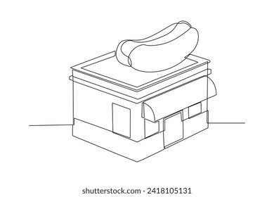 street hot dog Restaurant Building Sticker vector illustration. Minimalist restaurant icon concept. Restaurant building sticker design logo. Beautiful minimalist shop building front view sticker.